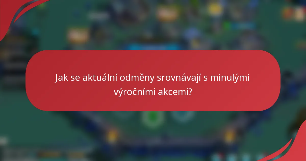Jak se aktuální odměny srovnávají s minulými výročními akcemi?